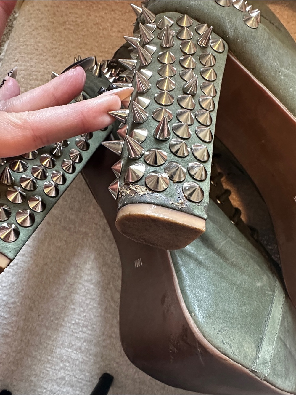 Jeffrey Campbell Olive Green Spike-Heel Lace-Up Booties - Picture 6 of 6